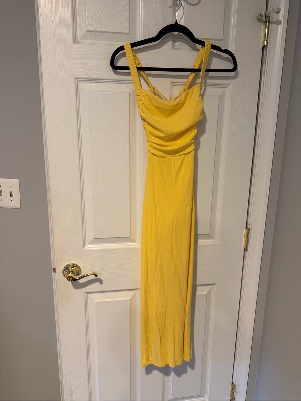 Selfie Leslie Yellow Ruched Midi Slip Dress